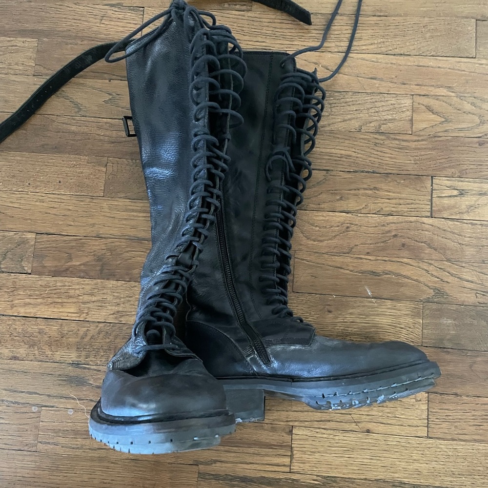 Ann Demeulemeester Black Lace Up Boots
